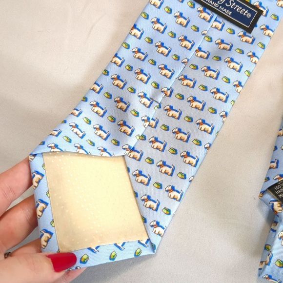 Meeting Street blue and white Dog print Neck Tie - Picture 2 of 5